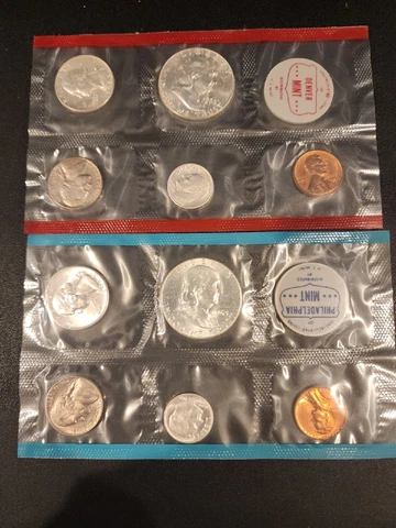 1963 U S MINT SET- DENVER& PHILADELPHIA MINTS-10 COINS - PLUS SPECIAL MEDALLIONS Cover