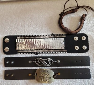 Lederarmbänder Schnappverschluss & verstellbar - 4 Stück Herzen Bienenkönigin Meerjungfrau  - Bild 1 von 2