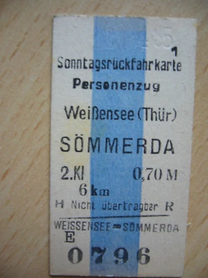  Weißensee (Thür) - Sömmerda,  DR Fahrkarten - Bild 1 von 3