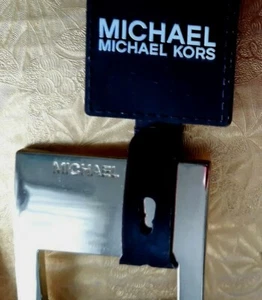 Gorgeous MICHAEL KORS $48 White LOGO Women Size XL Yellow Metal Buckle Belt  - Picture 1 of 10