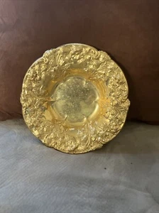 Antique Art Nouveau Bowl Embossed 24K Electro GP Gold Plated . - Picture 1 of 12
