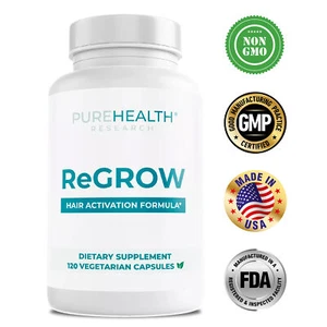 PureHealth Research ReGrow - Hair Growth, Prevent Hair Loss - Biotin, Collagen - Picture 1 of 12