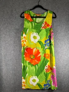 Vintage Jams World Dress Women XL Green Sleeveless Sheath Floral Hawaiian Relax - Picture 1 of 8