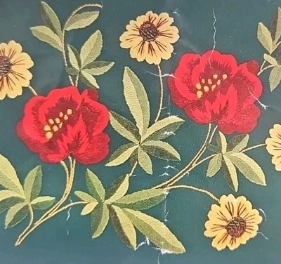 Kit de bordado vintage crewel bonita almohada floral flores rojas y amarillas Foto 1 de 4