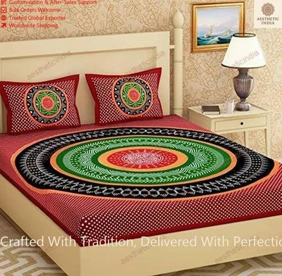 Sábanas dobles Sanganeri 100 % algodón 2 fundas de almohada 90x108 KING Zig Zag Foto 1 de 4