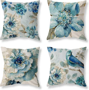 Juego 4 Fundas 18x18 Para Cojines Floral Multicolor Decorativo Forros De Almohadas - Imagen 1 de 7