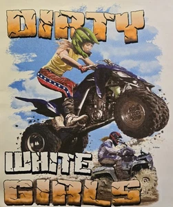 Vintage. DIRTY WHITE MÄDCHEN-SHIRT 4-RÄDER WEISS GRÖSSE S-XL (FRONTDRUCK) #154 - Bild 1 von 3