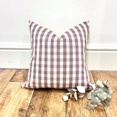 1732.  Woven Gingham Check Plum 100% Cotton Cushion Cover Various sizes - Image 1 of 4