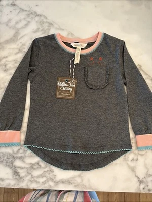 Nuevo con etiquetas Matilda Jane Gris Rosa Turquesa Manga Larga Bolsillo Gato Top Niña Talla 2 Foto 1 de 4