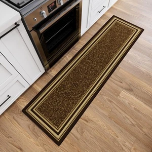 Machine Washable Bordered Design Non-Slip Rubberback 2x7 Traditional Runner Rug - Picture 1 of 13