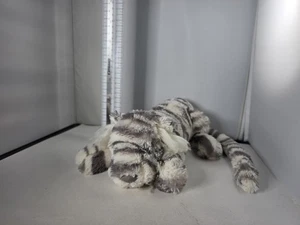 Jellycat Sacha Snow Tiger LITTLE Small 12" White Grey Plush Stuffed Animal Toy - Picture 1 of 8