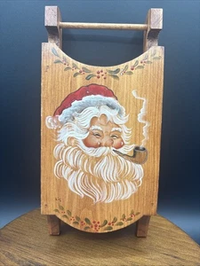 Vintage handbemalter Weihnachtsschlitten aus Holz Weihnachten Feiertage Volkskunst Deko süß - Bild 1 von 12