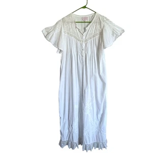 Camisón vintage Saybury para mujer talla L bordado pintuck manga aleteada casa de campo - Imagen 1 de 15