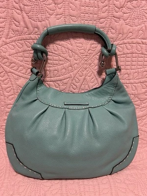 BCBG Max Azria Turquesa Guijarro Cuero Media Luna Hobo Bolso de Mano Cartera Foto 1 de 4