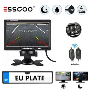 ESSGOO Auto Rückfahrkamera Kabellos Funk Kennzeichen Halter Mit 7" LCD Monitor - Bild 1 von 12