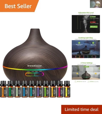 Elegant 400ml Aromatherapy Diffuser & 10 Essential Oils Set for Home Relaxation - Image 1 of 4