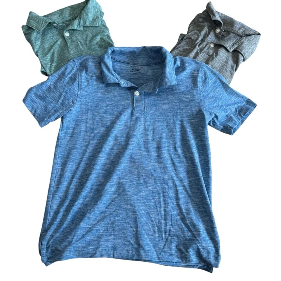Crewcuts Kids Polo Shirts Set of three Size  MEDIUM 8/9 - Blue, Green, Gray - Image 1 of 4