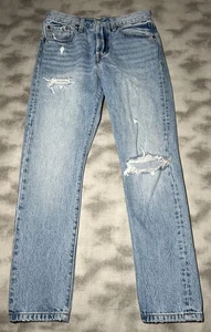 Levi’s 501 Jeans Women 27x28 Skinny Blue Distressed Button Fly - Picture 1 of 11