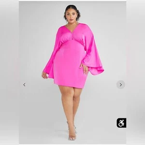 Vestido de Fiesta FTF Moda Para Figura Rosa Connie Mangas Dramáticas Talla 2 - Imagen 1 de 13