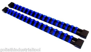 2 GOLIATH INDUSTRIAL 1/4" ABS MOUNTABLE SOCKET RAIL HOLDER ORGANIZER BLUE SH14BB - Picture 1 of 1