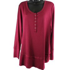 Josie NATORI Maroon Long Sleeve Shirt Women's Size Large