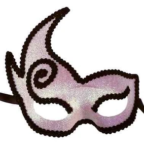 Pink & Black Imp Masquerade Mask Womens Costume Party Venetian Masque - Picture 1 of 4