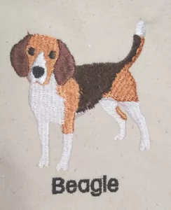 Canvas Embroidered Dog Tote Bag Beagle NEW Fast Shipping 12 t x 3 ½ d x 16 w - Picture 1 of 7