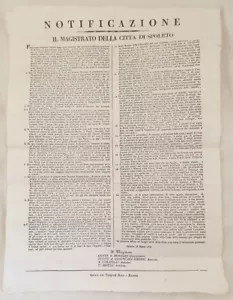 NOTIFICAZIONE SPOLETO 1831 PULIZIA STRADE MACELLATURA GIOCO DELLE BOCCE STALLE - Bild 1 von 3