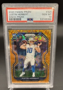 Panini Prizm Orange Disco Prizm 2020 Justin Herbert #325 PSA 10 GEM MT Rookie RC - Imagen 1 de 2