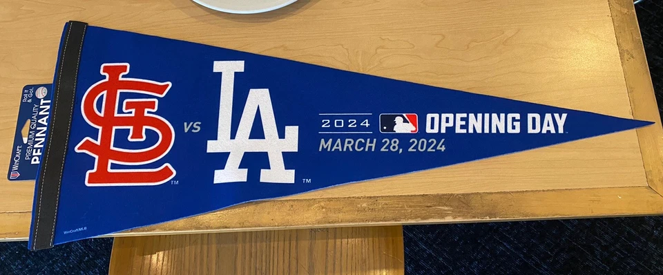 🔥3/28/2024 Dodgers Opening Day Pennant With Cardinals RARE - Image 1 of 1