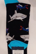 GH Bass Dress Socks Shark Scuba & Dogs Playing Poker Cards New 2 Pair
