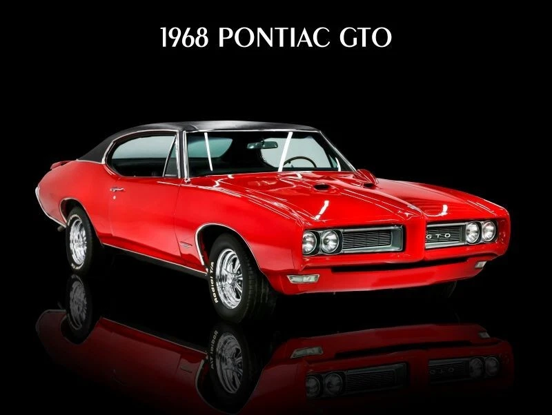 Pontiac GTO 1968 en rojo nuevo letrero de metal: tamaño grande 12x16 - envío gratuito Foto 1 de 1