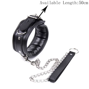 Bondage PU Leder Halsband Halskragen Gepolsterte Chocker Kette SM Korsett Slave - Bild 1 von 7