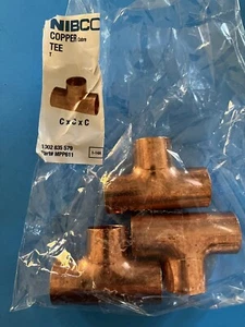 3-PC Nibco 611 3/4 3/4" Nom C Copper Tee - Picture 1 of 2