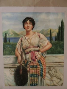 Oil Painting with Courtesan of Ancient Greece  A. Hacves - Picture 1 of 10