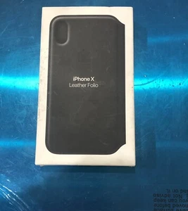 Apple iPhone X Leather Folio Case Black MQRV2ZM/A - Picture 1 of 5