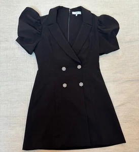 Vermutlich schwarzes "Taya" Kleid. Kurzes Minikleid mit Puffärmeln Größe 8 - Bild 1 von 4