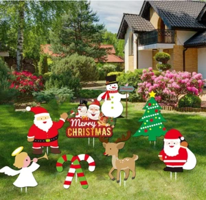 Christmas Outdoor Indoor Yard Signs Decorations -Xmas Holiday Winter Large 8 PCS - Picture 1 of 7