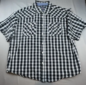 Ecko Unlimited Shirt Mens 4XL Black Gray Plaid Pockets Cotton - Picture 1 of 4