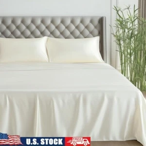 Hypoallergenic Soft Bamboo Viscose Bed Sheet Set Cooling Deep Pocket 4-Pieces US - Picture 1 of 8