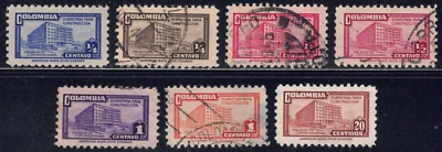 1945-48 Colombia SC# RA19-RA25a - Edificio de Correos y Telégrafos - 7 Diferentes - Usado Foto 1 de 2