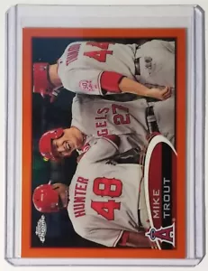 Mike Trout Los Angeles Angels 2012 Topps cromo #144 refractor naranja casi nuevo - Imagen 1 de 2