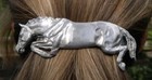 Jumping Hunter horse hair, scarf clip barrette Pewter Direct From Artist Studio