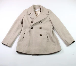 Calvin Klein Damen Peacoat Mantel Größe 8 hellbraun zweireihig Wolle gefüttert Knopf - Bild 1 von 8
