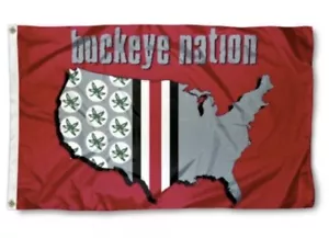 Ohio State Buckeyes BUCKEYE NATION 3x5 bandera con ojales pancarta exterior universidad - Imagen 1 de 5