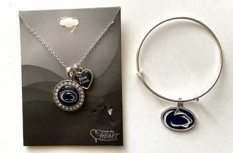 Penn State Nittany Lion Necklace Iron Lion Heart and Bracelet From The Heart Cover