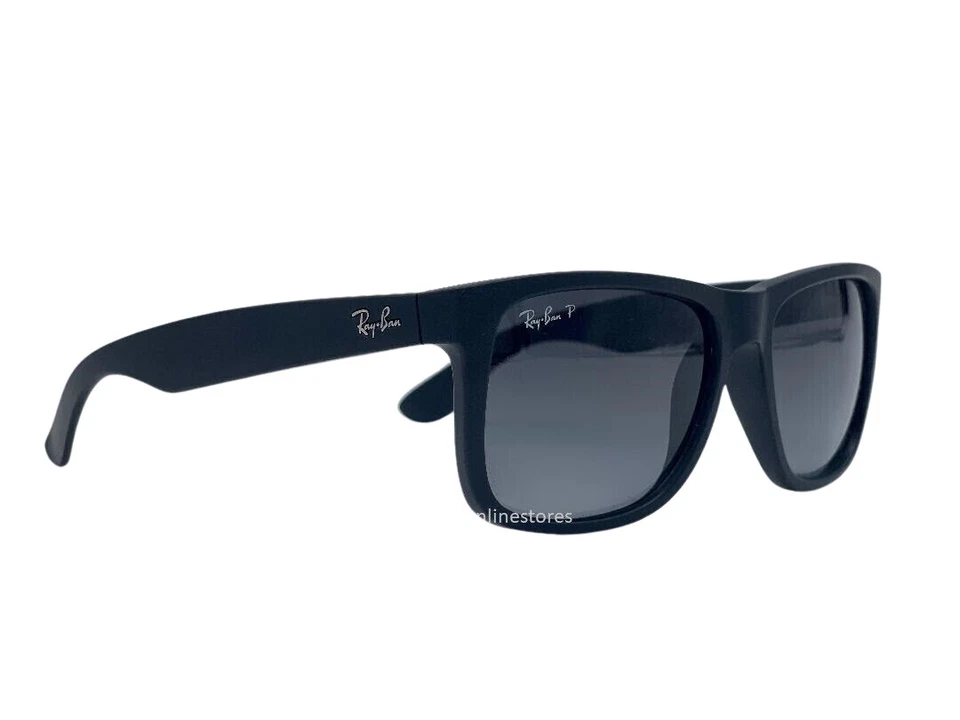 Ray-Ban Justin RB4165 Rectangular Sunglasses for Men - Matte Black/Grey Gradient