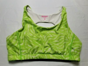 Juicy Couture Damen Gr. L Sport BH grün geometrisches Muster Spruch - Bild 1 von 8