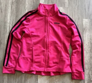 Adidas Full Zip Jacket Peplum Long Sleeve Pink Size 6 youth Girls Long Sleeve - Picture 1 of 13