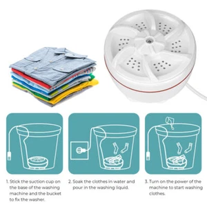 USB Mini Portable Washing Machine Ultrasonic Turbine Laundry Washer Travel - Picture 1 of 10